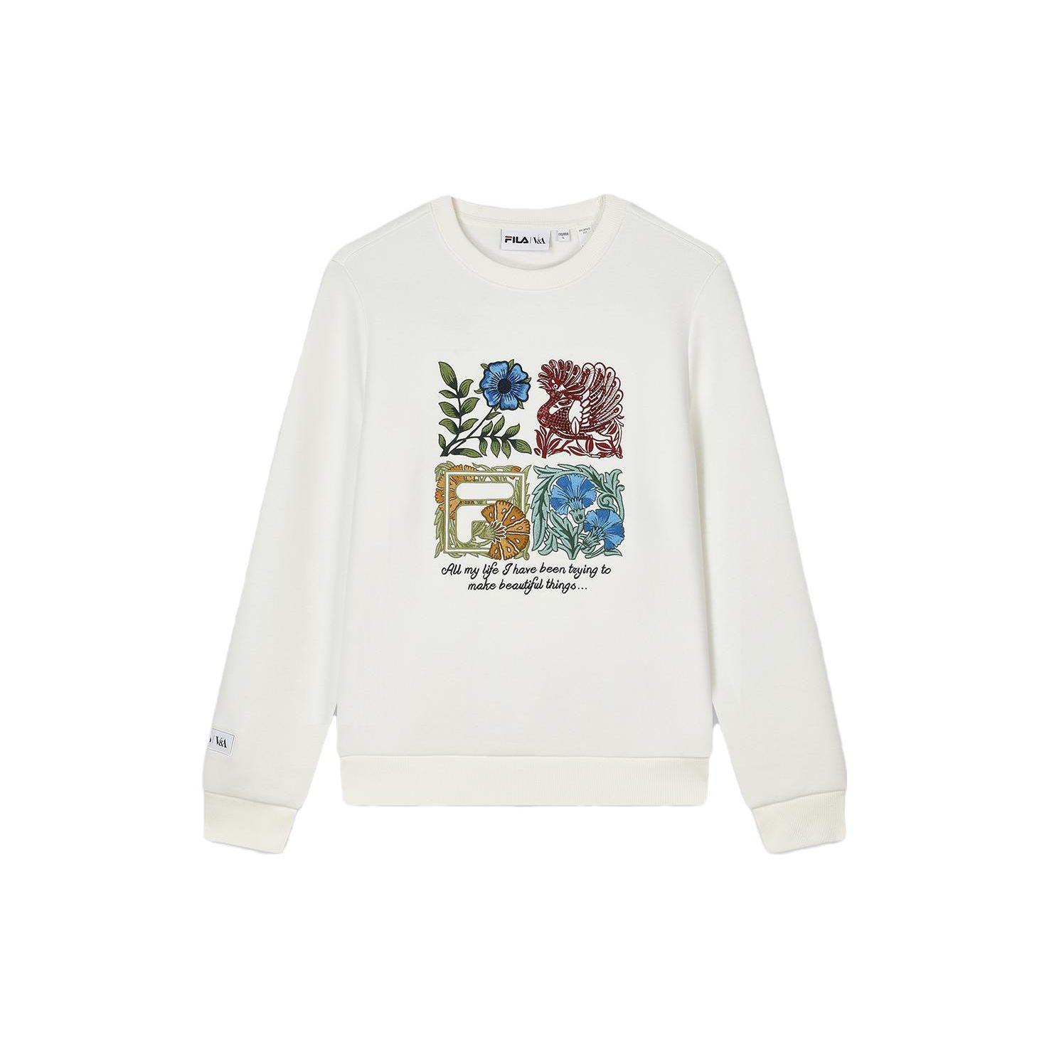 

FILA X V&A Museum Floral Pattern Crewneck Sweatshirt Women sweatshirt Cloud-White F11W418215F-WT L