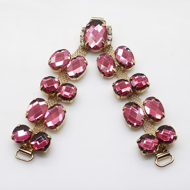 2018 New Charm 2pcs/lot 9.5CM Acrylic Chain DIY Garment sewing accessories Metal Crystal Rhinestone bikini Connectors buckle