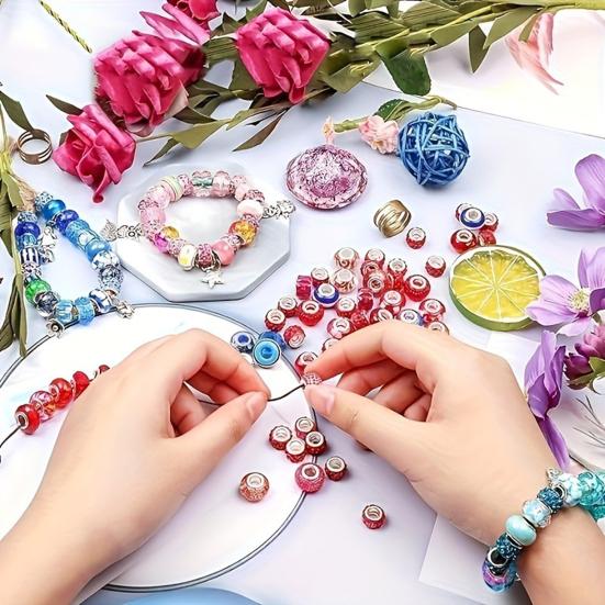 

Yousheng 160 шт. Набор бусин с отверстиями, ассорти из европейских бусин, разноцветные бусины с металлическим сердечником для самостоятельного изготовления ювелирных изделий, браслетов, ожерелий, поделок