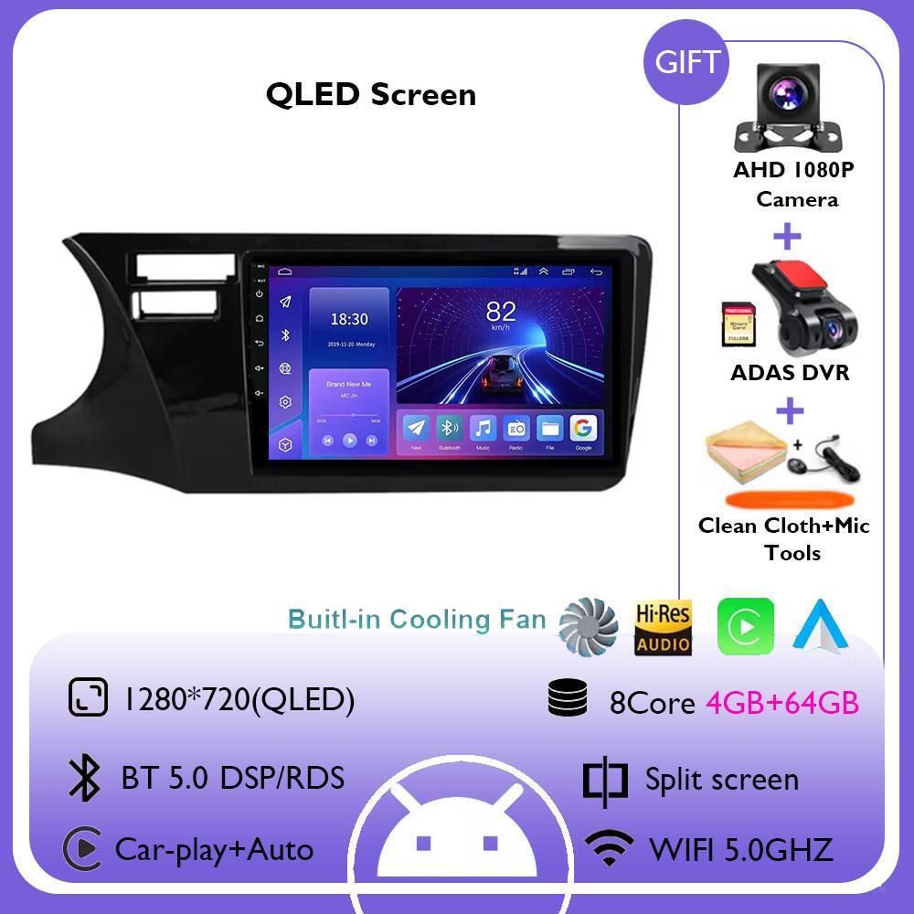 Android 14 Carplay Auto 4G+WIFI Car Radio For Honda City 2014 2015 2016 2017 GPS Navigation Multimedia Video Player Stereo Audio