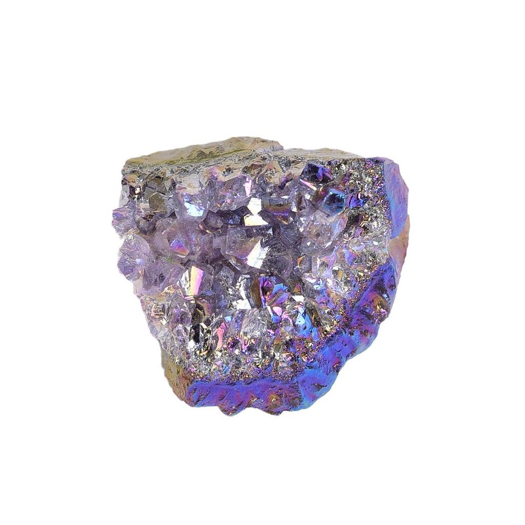 Electroplated Amethyst Cluster: Natural Purple Crystal Raw Stone Desktop Ornament