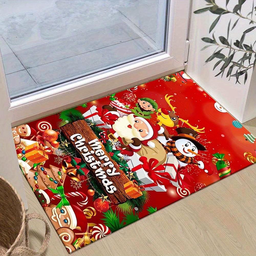 

1pc Christmas Themed Rug, Merry Chrismas Print, Bedside Carpet, Non slip Laundry Room Mat, Machine Washable Water Absorbing Entrance Door Ma 60cm by 90cm