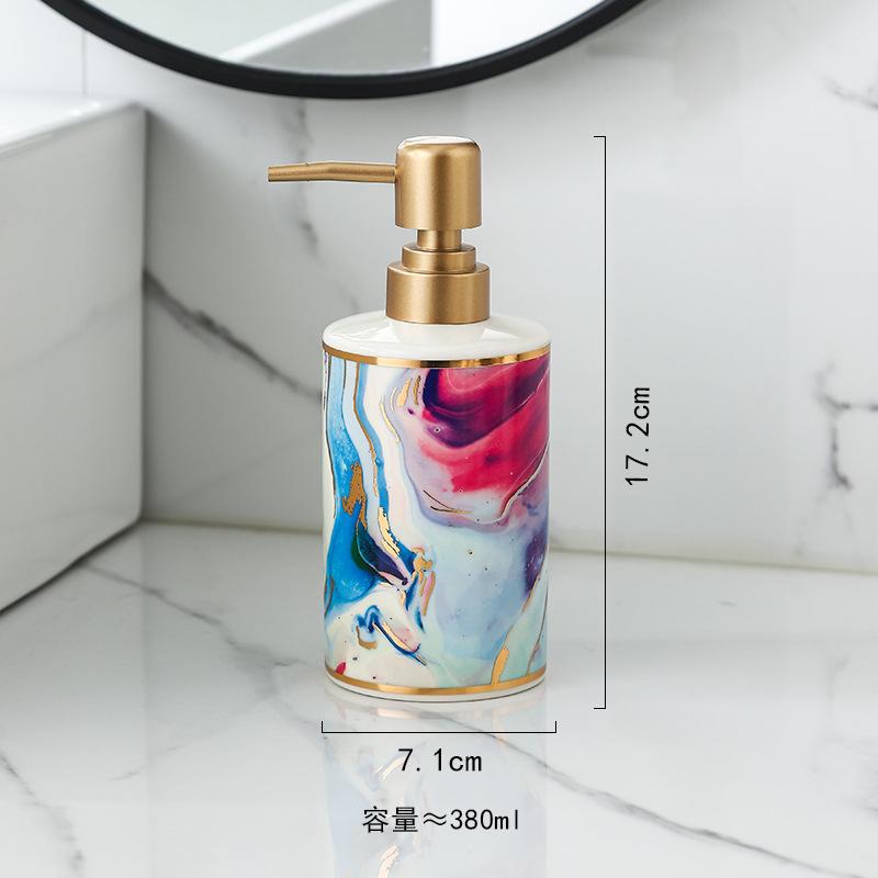 Gold-plated Marble Soap Dispenser Creative Ceramic Emulsion Bottle Bathroom Decoration Hand Sanitizer Shampoo Pressure Bottle