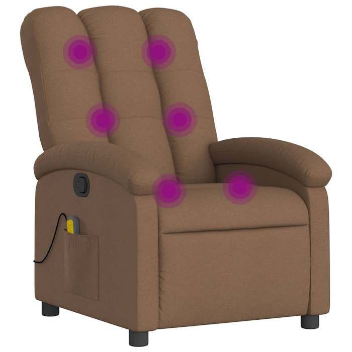 VidaXL Reclining Massage Armchair Brown Fabric 371743