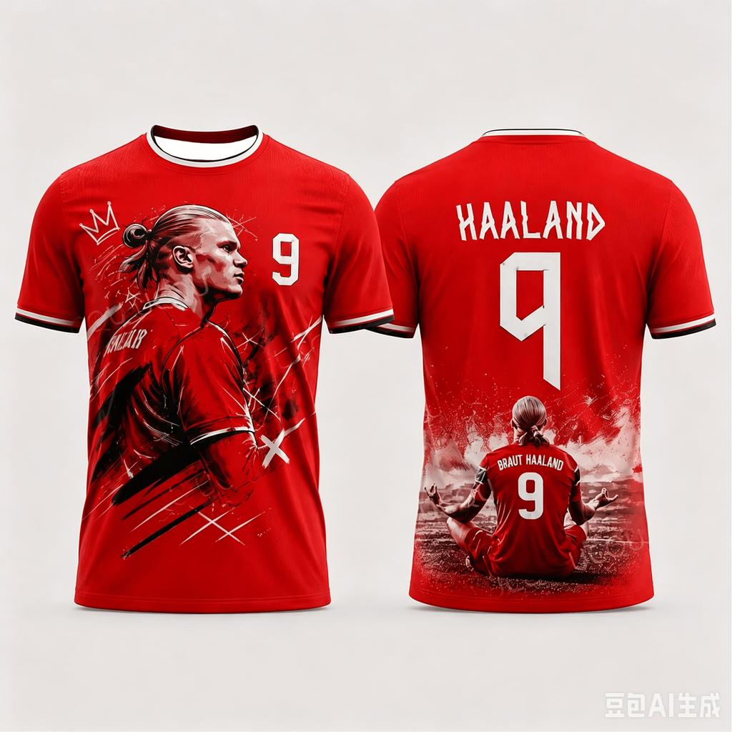 Norvegia # Haaland N.9 # Maglietta Traspirante Asciugatura Rapida Sport Outdoor e Tempo Libero T-shirt a Maniche Corte da Uomo e Donna