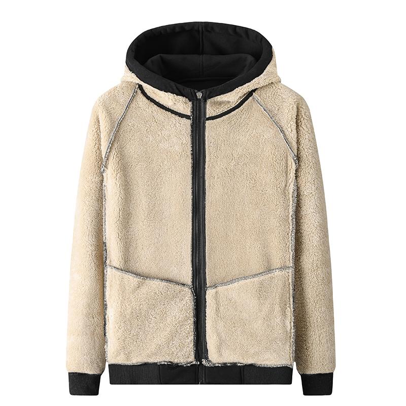 Vinter Förtjockad Huva Bomull Vinter Plus Kashmir Herr Casual Lammkashmir Plus Size Hoodie Plyschkappa
