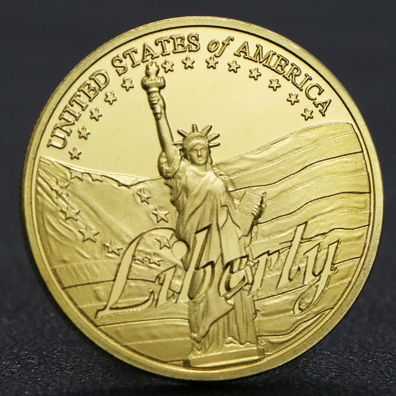 

Statue of Liberty, Gold plated commemorative medals, coins, creative toys, playing with metal crafts, collecting, Christmas gift, Stocking stuffers золотий