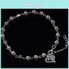 Elegant Women Bead Chain Anklet With Heart And Flower Design For Beach Fashion Jewelry