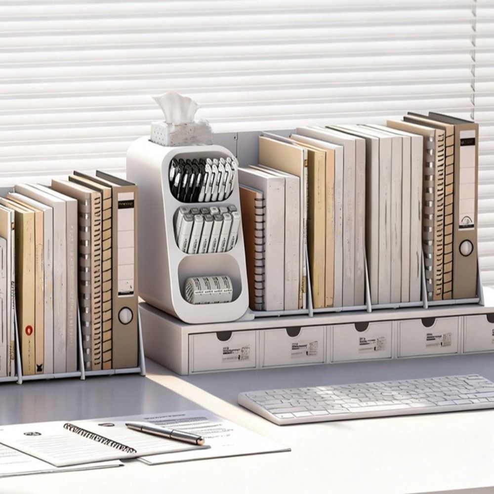 Foldable Student Book Shelf Multi Compartments File Holder Desktop Storage Box Dorm Room