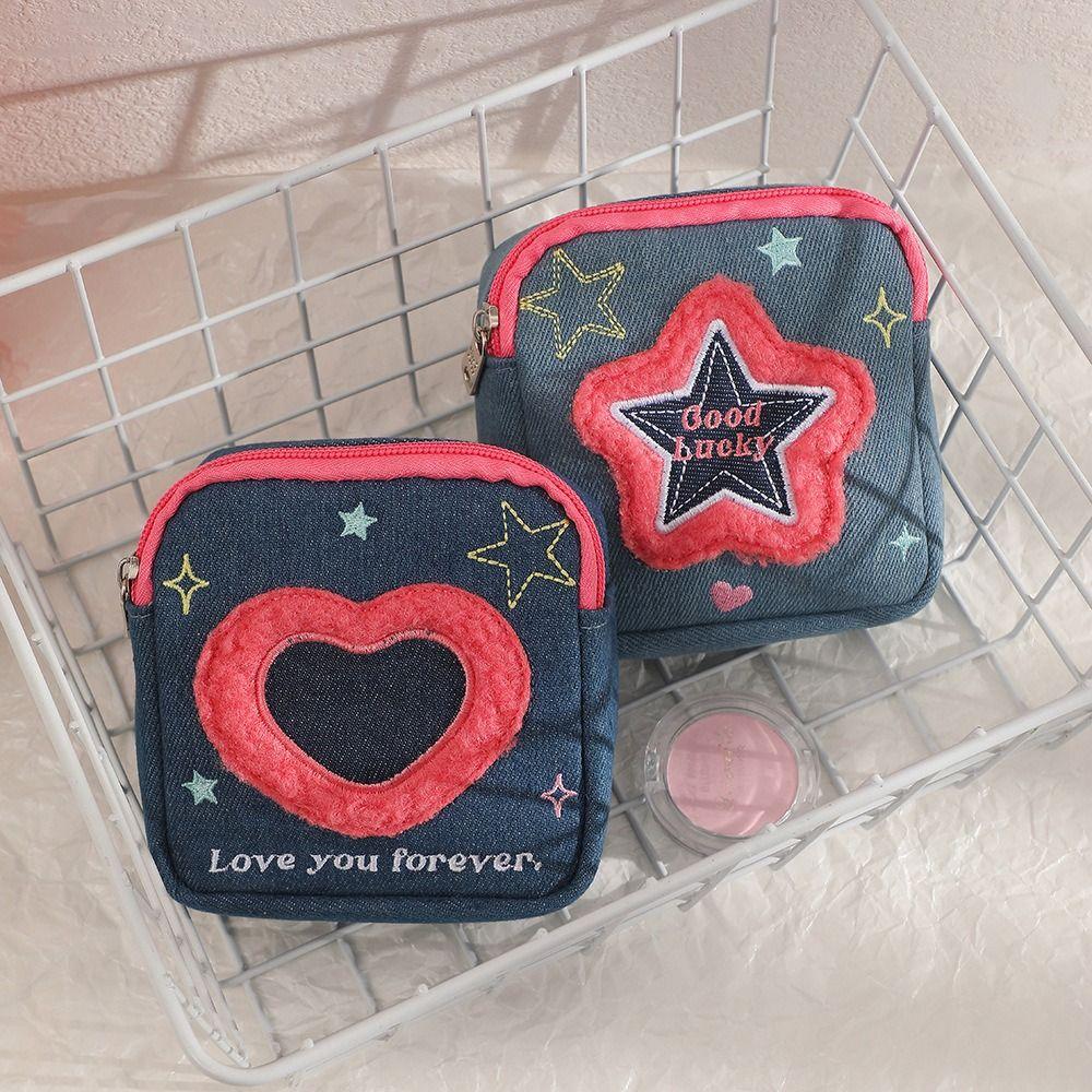 

Blue Coin Purse Embroidered Earphone Lipstick Organiser New Makeup Bag