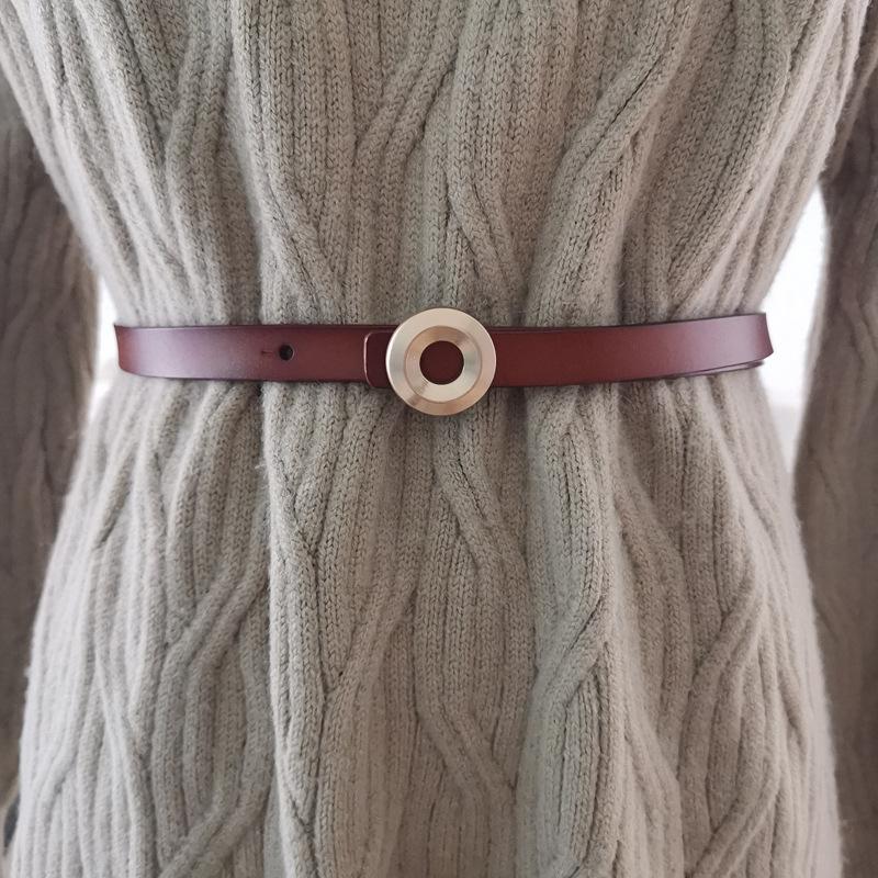 

Women Leather Stylish Belt Jeans Trousers Alloy Fastener Trendy Decoration Look коричневий