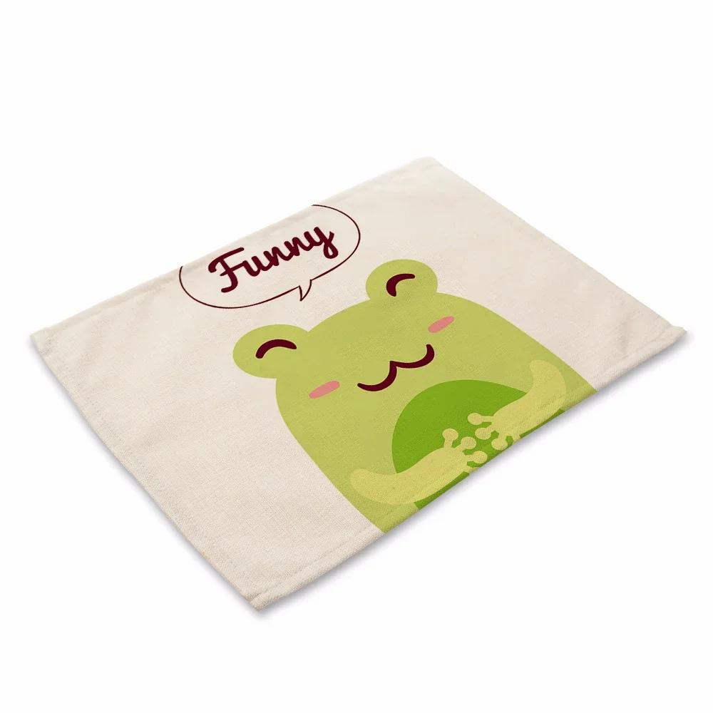 Cute Animal Childish Pattern Placemat Kitchen Decor Linen Dining Table Mats Coaster Pad Bowl Coffee Cup Tablecloth