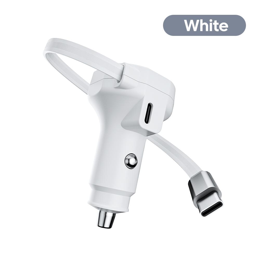 

Максимальная мощность 72 Вт Автомобильное зарядное устройство Быстрая зарядка USB C Автомобильное зарядное устройство с выдвижным кабелем Type C Многофункциональное автомобильное зарядное устройство для Xiaomi Samsung White