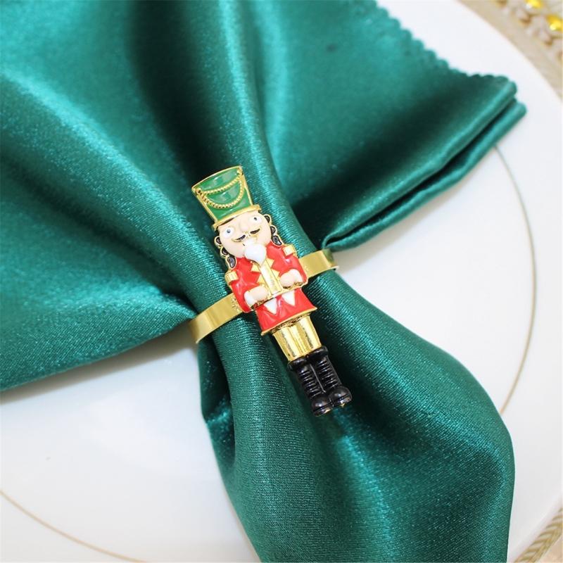 Elegant Holiday Dinner Napkin Rings Nutcrackers Design Alloy Metal Christmas Decors Elegant Alloy Napkin Holders