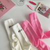 Colorful Letter Crew Socks Solid Calf Socks Personality Pink Socks  Daily