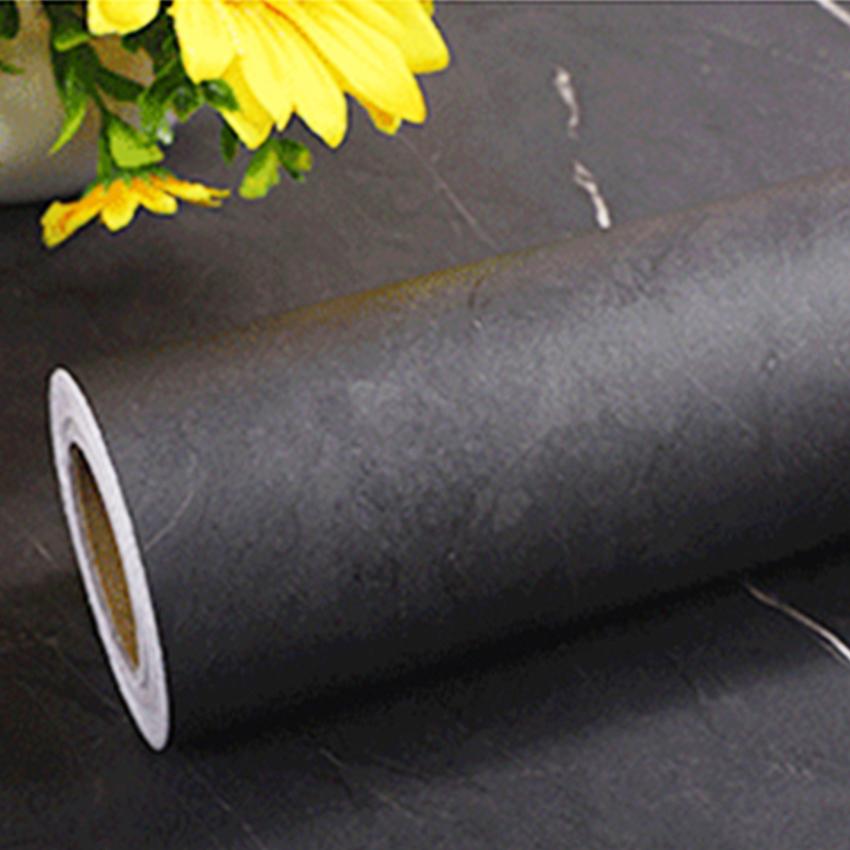 2Meters PVC Thick Black Marble Matte Wallpaper Self-Adhesive Kitchen Oilproof Desktop Rock Slab Countertop Refurbishment Sticker