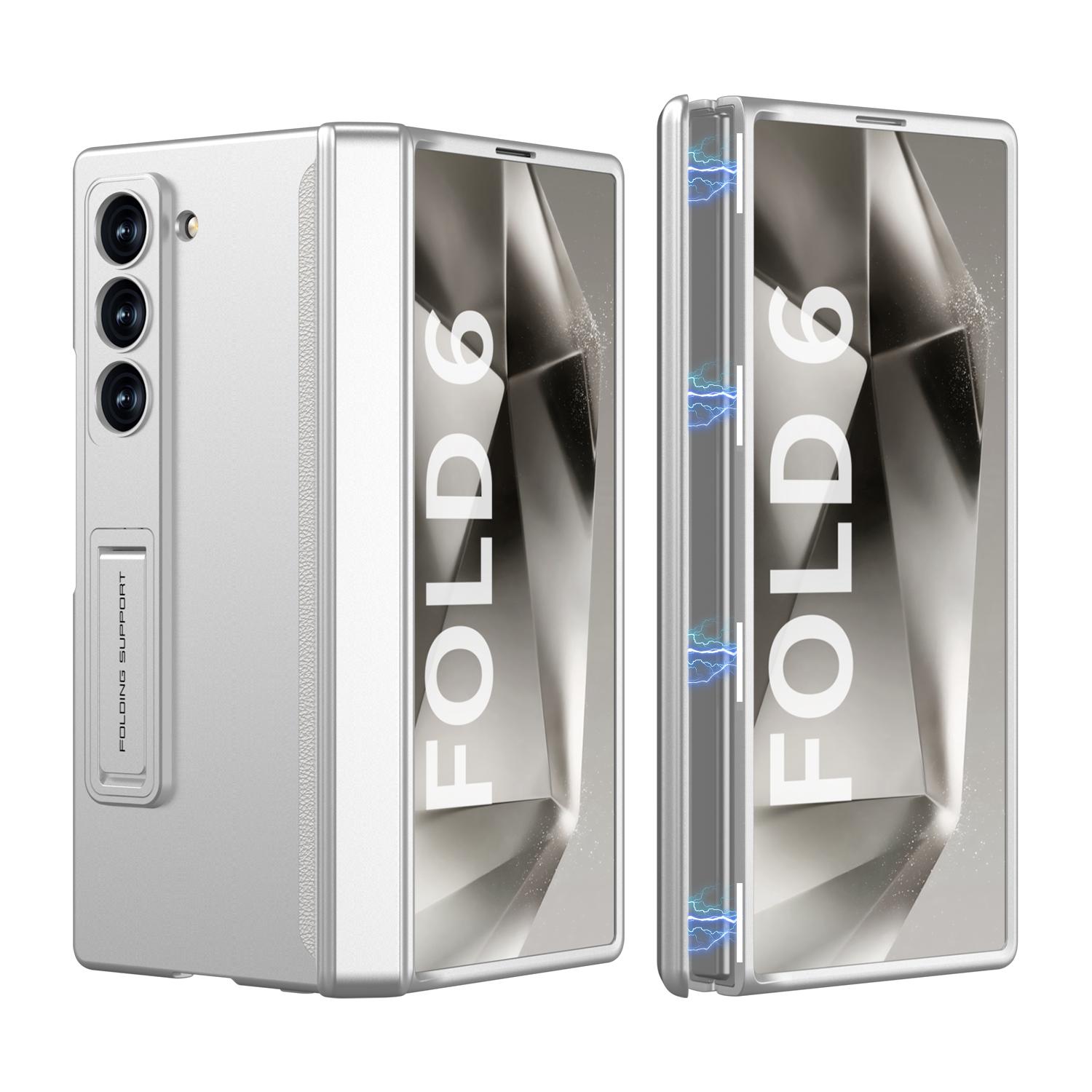 

Магнитный шарнир для Samsung Galaxy Z Fold 6 5 4, пластиковый чехол для защиты от шпионажа, полный охват, защитный чехол, держатель, подставка, роскошная подставка Fold 6 Case & Clear Film серебряный