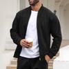 Men's Casual Suede Lightweight Sweatshirt Jacket Solid Color Casual Bomber Jacket Men's All-match Daily Outerwear Stand Collar Casual Full-zip Bomber