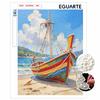 Colorful Longtail Boat Pearl Art Canvas with Frame 3D Shiny Bead Painting Modern Room Decor Relaxing DIY Craft Gift