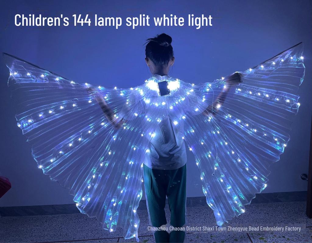Elf LED Luminous Butterfly Wings Costume - Gold Fluorescent Cloak for Kids & Adults, Perfect for Stage Performances