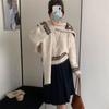 Korean Color Block Shawl Sweater Set: Women's Autumn/Winter Plus Size Slimming Knitwear