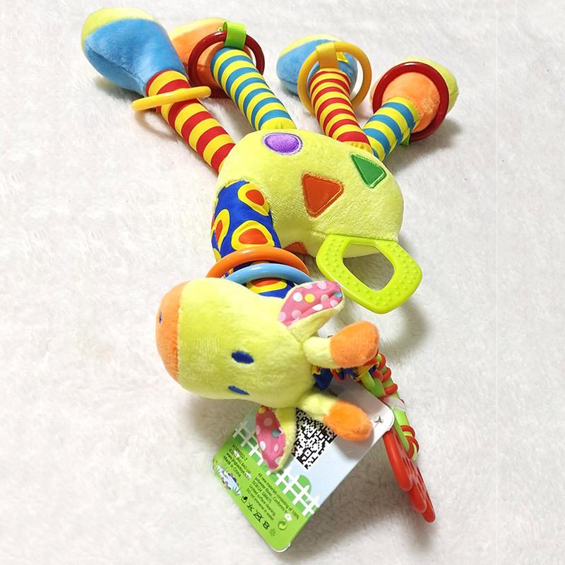 Neueste Sanfte Niedliche Giraffe Tier Handglocken Rasseln Mobile Plüsch Säugling Säugling Griff Spielzeug mit Beißring Neugeborenes Säugling Geschenke