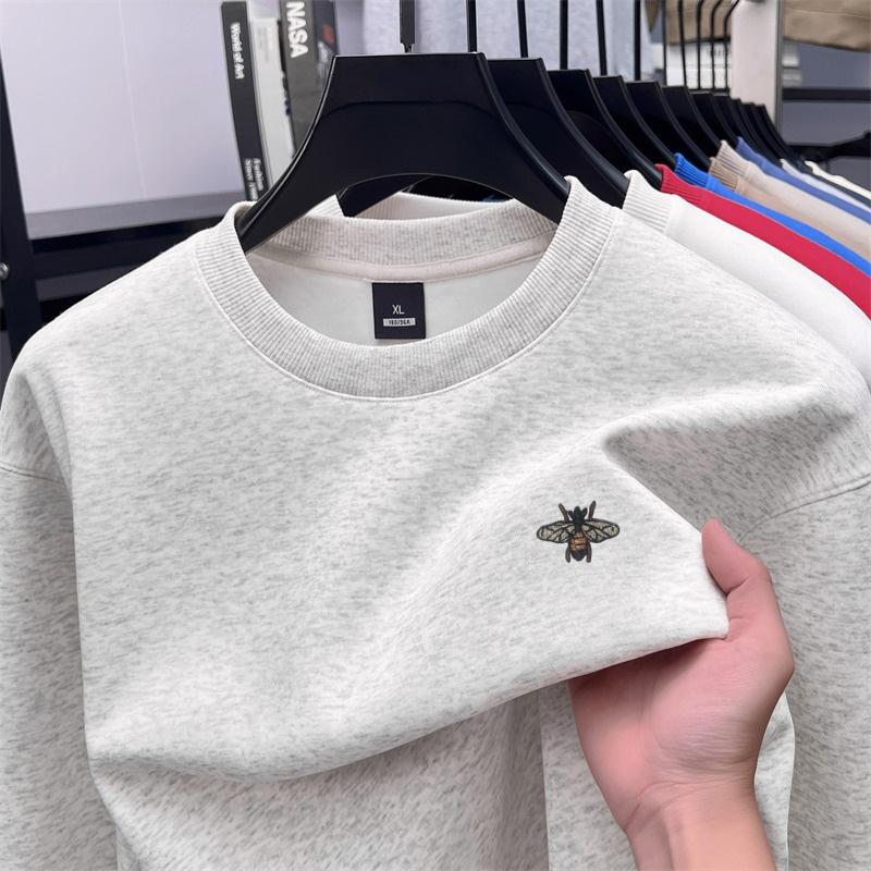 Wovey Herfst Winter Heren Ronde Hals Trui Lange Mouwen Hoodie Bij Borduurwerk Zacht Mode Werk Verkeer Trend Herenkleding L
