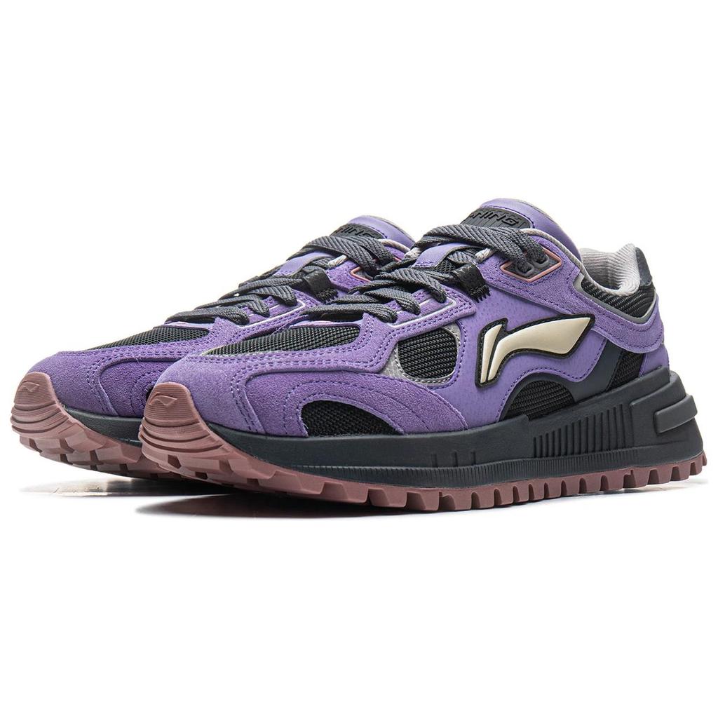 LiNing Chengfeng 2.0 Casual Versatile Trendy Comfortable Slip-Resistant Durable Low-Top Lifestyle Shoes Women sneaker Purple Black AGCU340-3