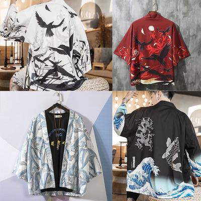 Fashion Traditional Japanese Kimono Cardigan Men Women Sunscreen Printing Thin Loose  Kimono Coat