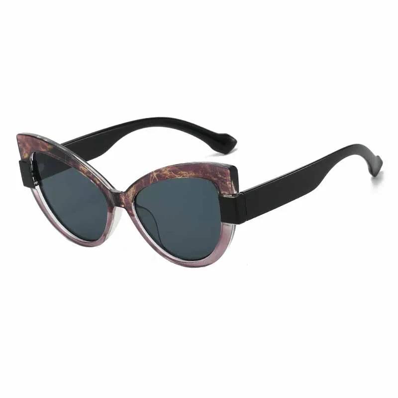 New Fashion Contrasting Cat Eye Sunglasses Personalized Casual Versatile Anti Blue Light Glasses Outdoor Travel UV Protection