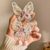 Stoff Perle Schmetterling Fransen Haarnadel Damenmode leichter Luxus Seite Entenschnabelspange süße vielseitige Haaraccessoires Kopfschmuck