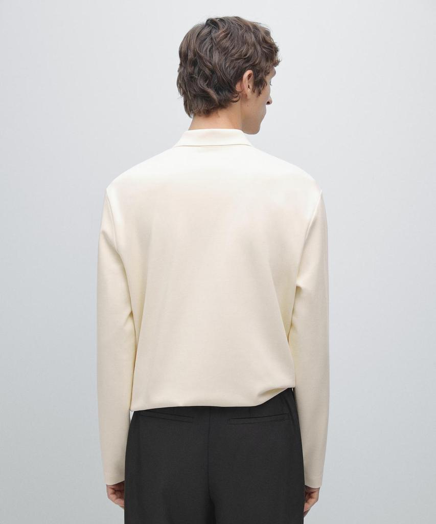 Masimodutti Long Sleeve Polo Shirt With Ribbed Details