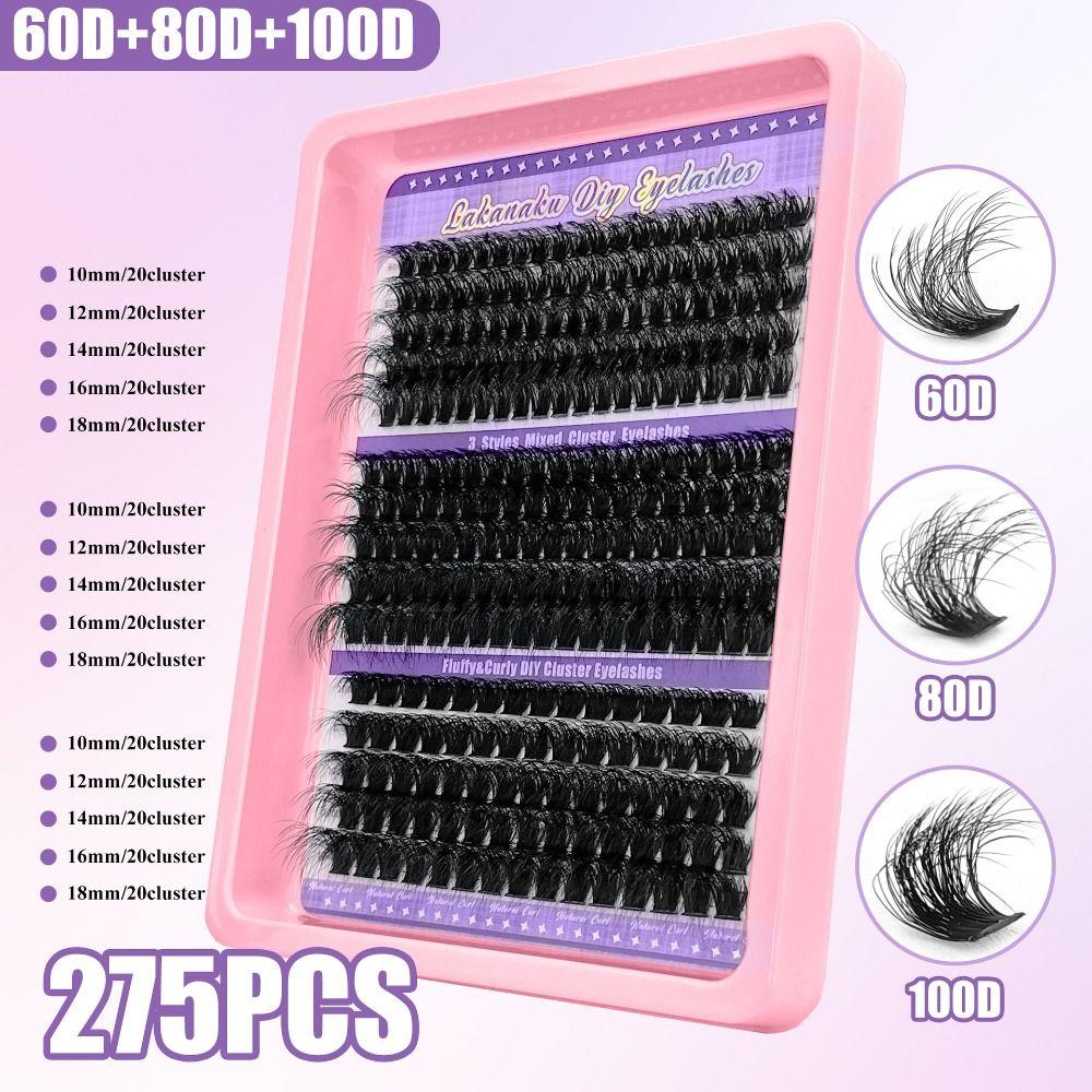 9-16mm Length False Eyelashes Natural Look Wispy Style DIY Lash Extension Kit Fluffy Clusters Volume Fans Fake Eyelash