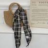 New retro versatile plaid triangle scarf, headscarf, silk scarf for women's light and thin neck protection and waist multi-purpose scarf