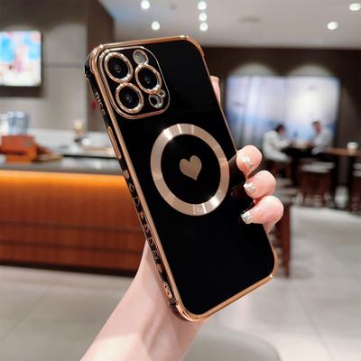 Für iPhone 13 Pro Magnetische Hülle Flexible TPU Handyhülle mit Liebesherzen Muster Design