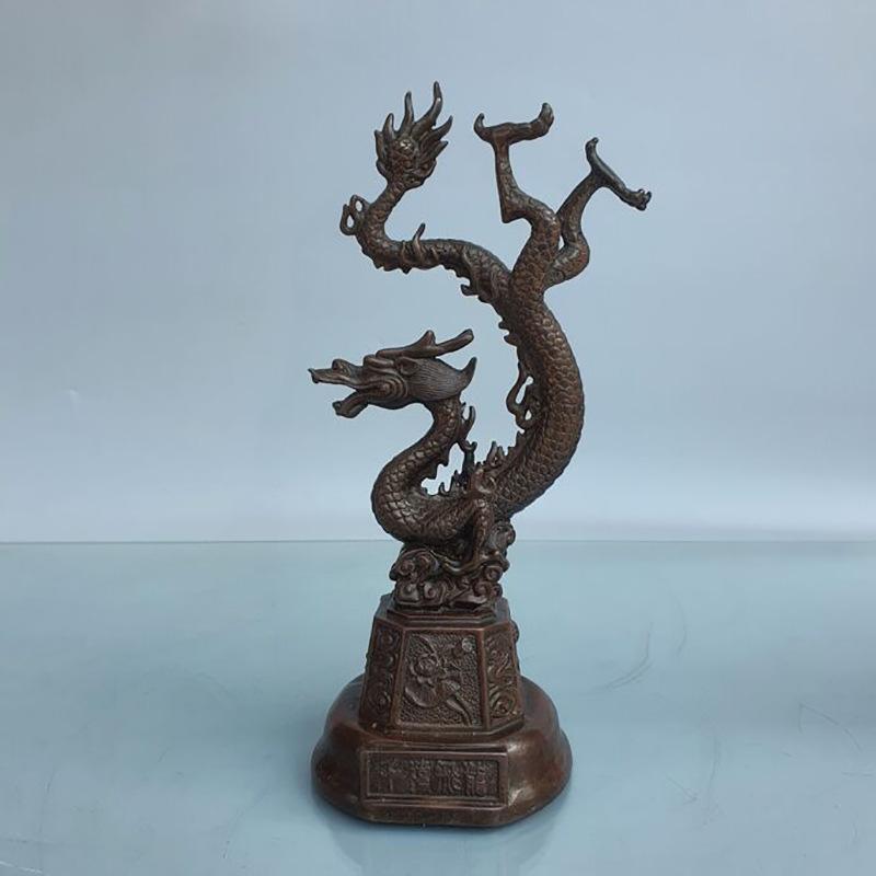 Exquisitely Crafted Qianxi Feilong Home Living Room Decoration, Brass and Copper-Colored Zodiac Dragon Creative Ornament C