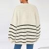 Women's Fashion Stripe Coats Long Sleeved Knitted Casual Cardigan Sweater Jacket