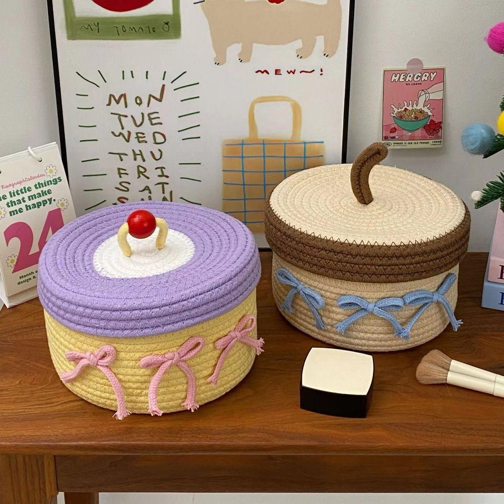 Macaron Color Ins Desktop Storage Box Cotton Thread Sundries Storage Organizer  Home