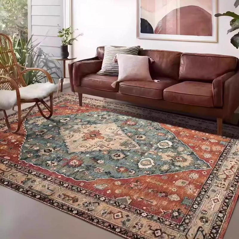 Persian Style Imitation Cashmere Non-Slip Rug - Machine Washable Living Room, Bedroom, or Coffee Table Floor Mat