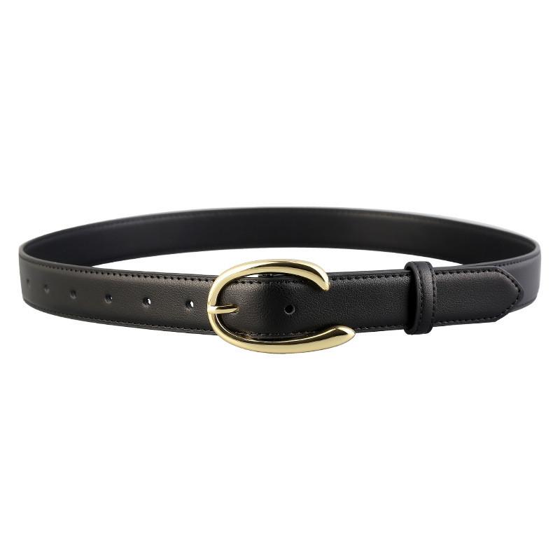 

Leather Student Womens Belt With Classic Pin Buckle For Casual And Office Wear чёрный
