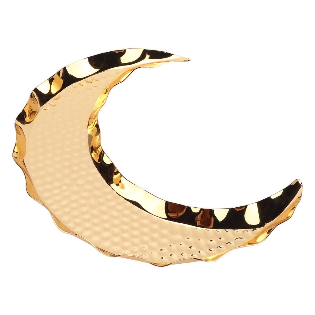 Serving Platter Zinc Alloy Fruit Plate Contemporary HalfMoon Shape Tableware for Home Decoration