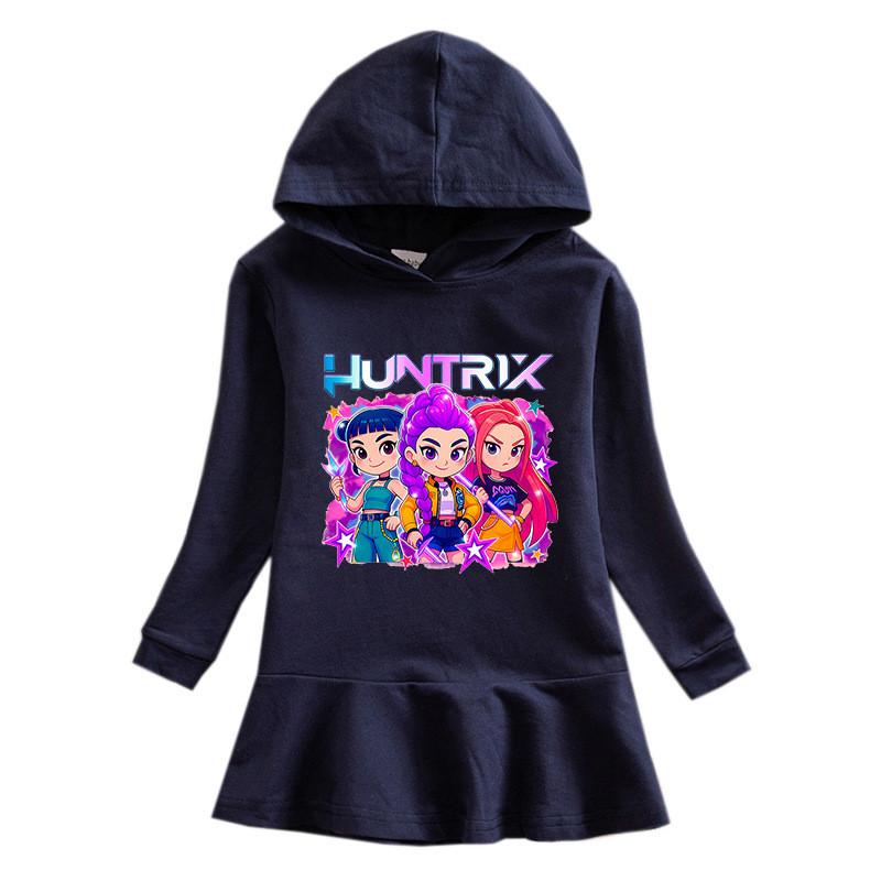Girls Kpop Rumi Zoey Mira Hunters Printed Colorful Cute Hooded Dress