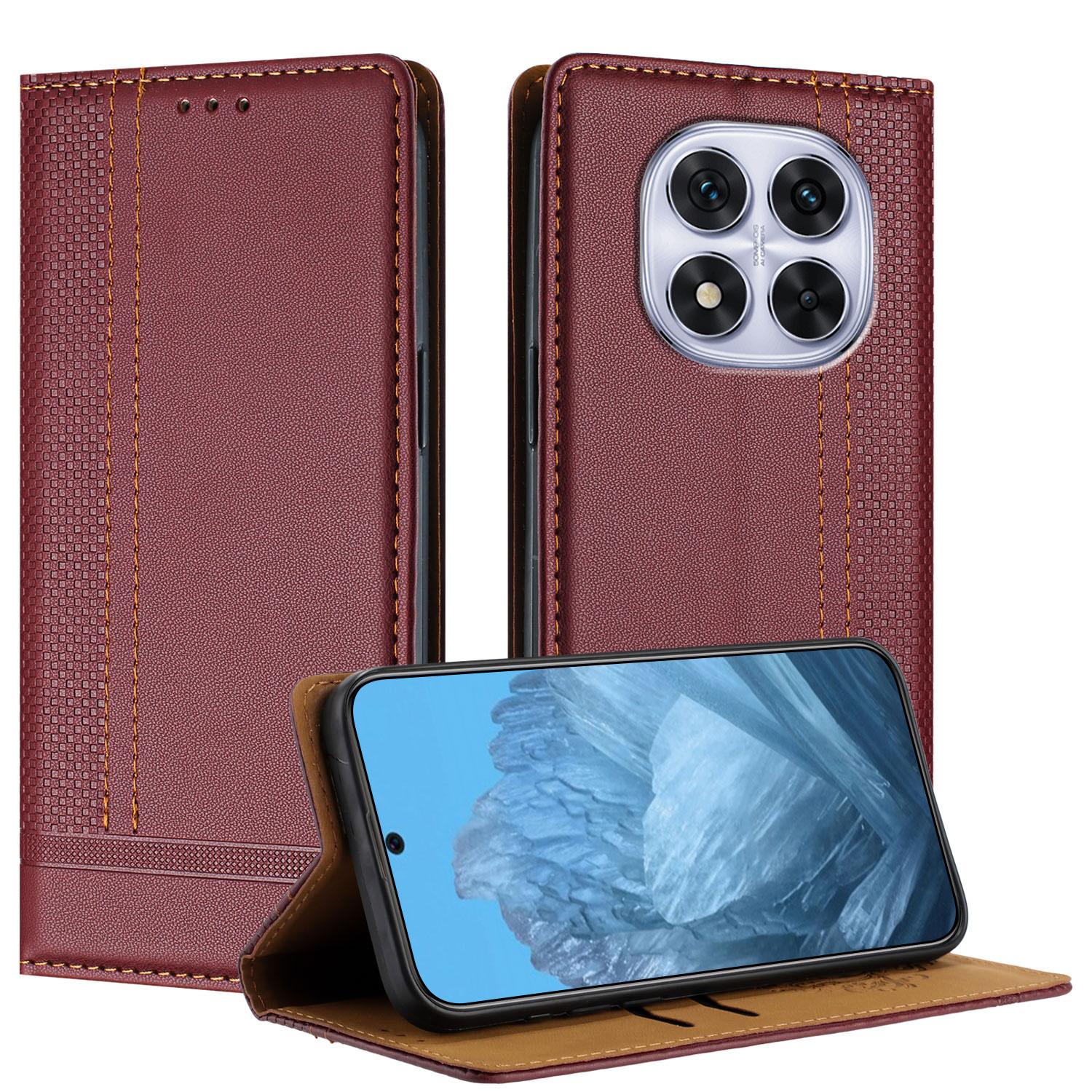 

Чохол для Xiaomi Redmi Note 14 Pro 5G зі шкіри з L-подібним сітчастим візерунком, підставкою та відділеннями для карток H
