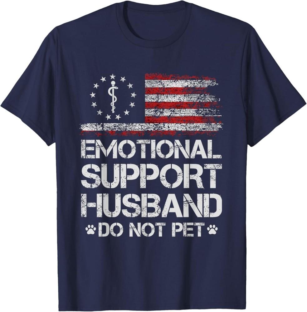 

Emotional Support Husband Do Not Pet - Vintage American Flag Unisex T-Shirt S