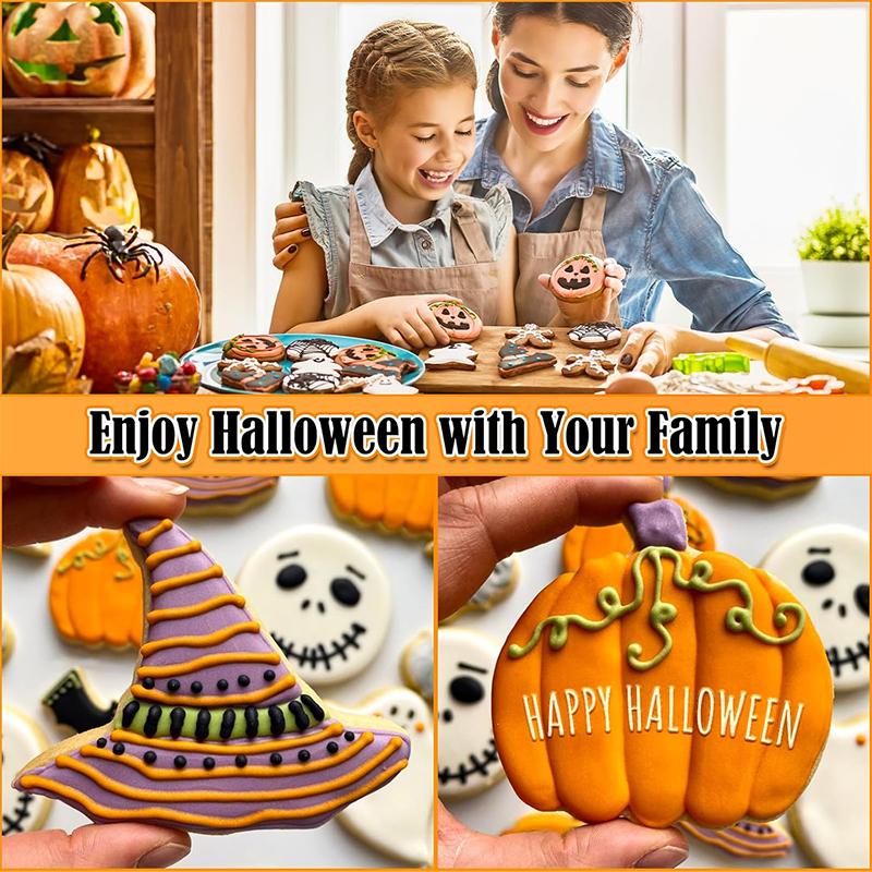 LMETJMA 12Pcs Halloween Cookie Cutters Set Stainless Steel Bat Ghost Cookie Cutter Shapes Halloween Cookie Cutter Stamp JT553 1