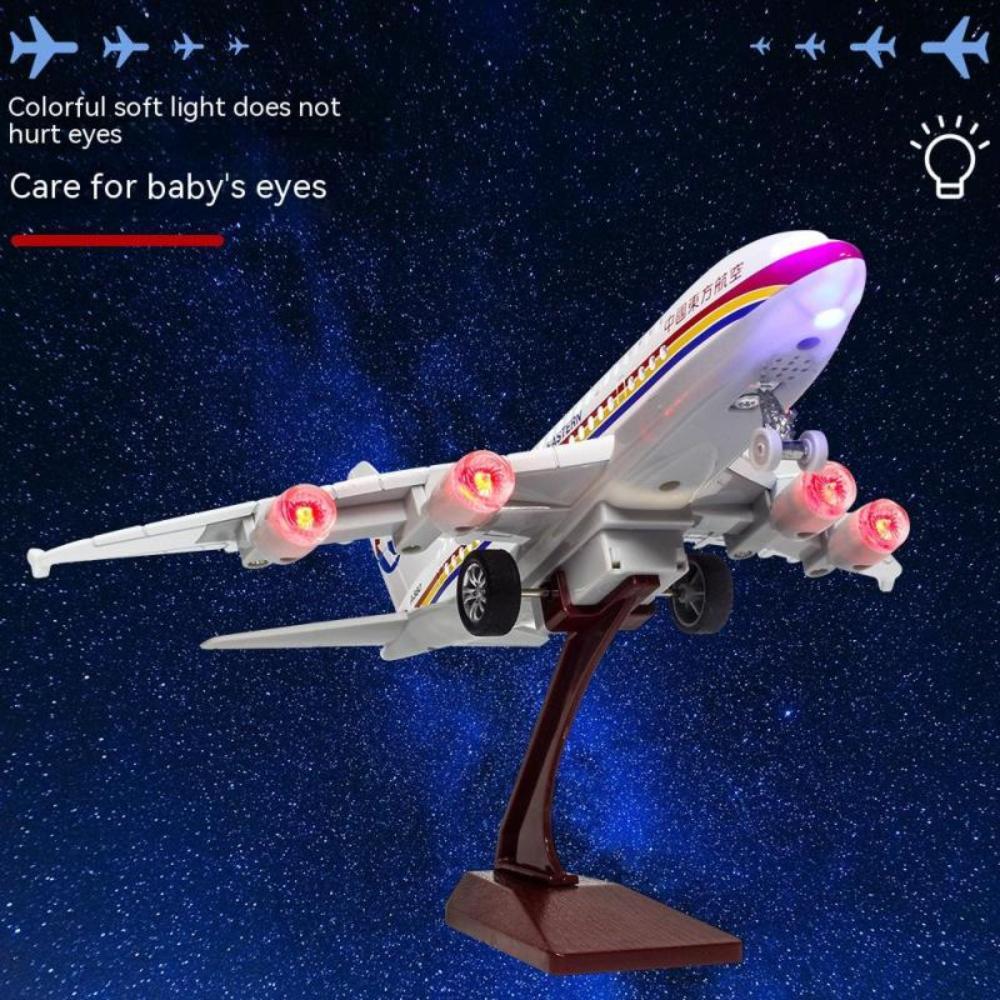 Children's Pressure Molten Metal Toy Airplane, 10-inch Original A380 Model, Audio-visual Simulation Airplane, Gift