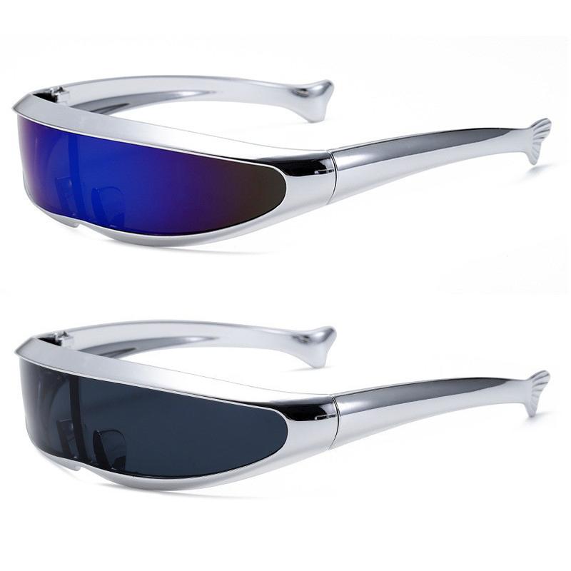 Futuristic One-piece Mirror Personalized Electroplated Sunglasses Women Men 2026 Y2K Steampunk Goggles Rave Party Glasses UV400