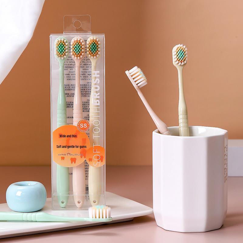 Yamagata Mountain-Shaped Soft Bristle Adult Toothbrushes (3-Pack) – Wide Head Japanese Gum Care.