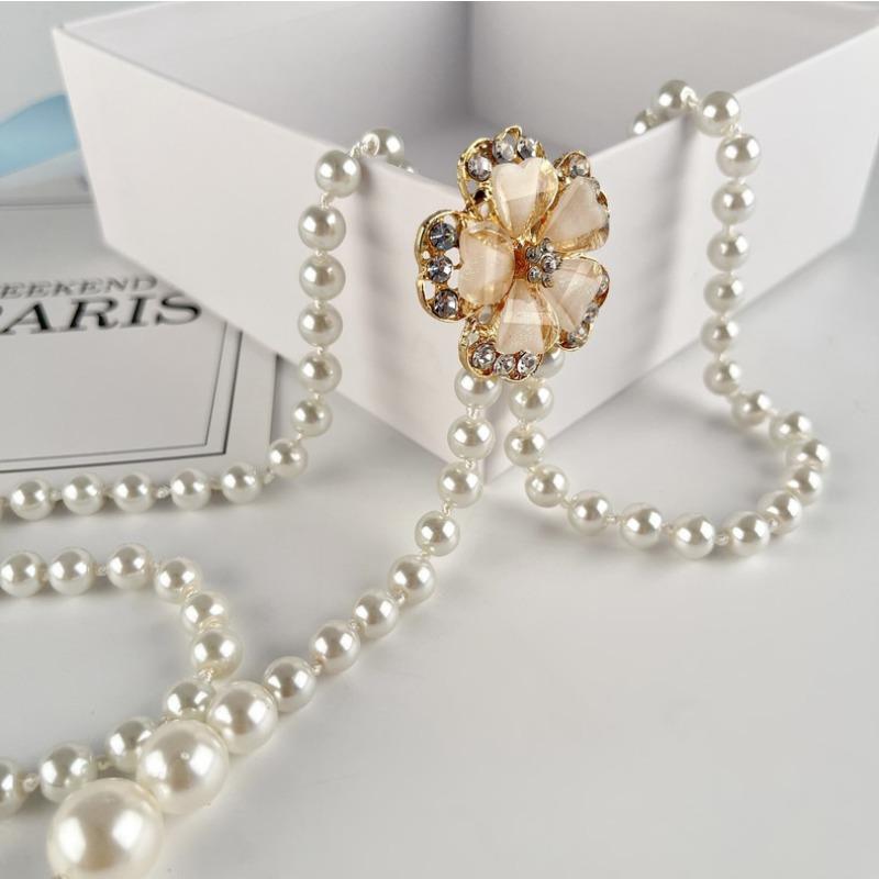 Mei Waist Chain Women's Belt Fashion Dress Decoration Rhinestone Beaded Flower Elegant Versatile