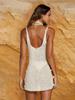 Sexy U Neck Sleeveless Knit Horizontal Stripes Side Cut Out Beach Vacation Dress 2025 Summer Beachwear Women's Mini Dresses K90